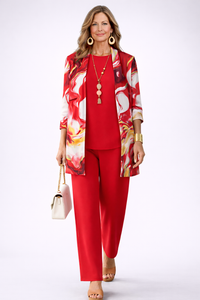 Gelsey | Elegantes 3-teiliges Casual-Set in Rot