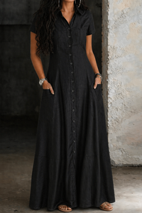 Hera | Langes Denim-Kleid in Schwarz
