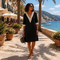 Élise | Elegantes Kleid mit V-Ausschnitt in Schwarz