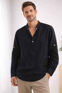 Emil | Herren Elegantes Kragen Hemd in Schwarz