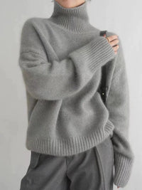 Evita | Bequemer Wollrollkragenpullover in Grau