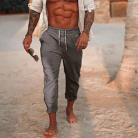 Elegantes Leinenhose Herren Kordelzug in Grau