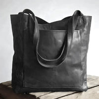 Damen-Tragetasche mit großem Fassungsvermögen, stilvolles Premium-Material in Schwarz