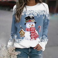 Festliches Weihnachts-Langarmshirt für Damen in Blau