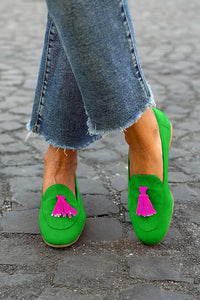 Damen Loafer mit Quasten und Arch Support – Flache Orthopädische Slipper für Komfort und Stil in Grün