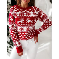 Damen Pullover Gemütlich Warm Strick für Wintertage in Rot