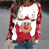 Damen Weihnachtspullover Gemütlich Warm Weiches Mischgewebe in Rot 3