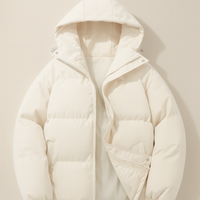 Damen Winter Warme Jacke Daunen Stil Langer Komfort in Beige