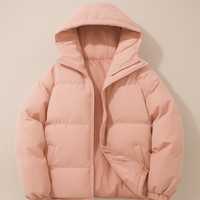 Damen Winter Warme Jacke Daunen Stil Langer Komfort in Rosa