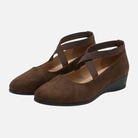 Ortrud | Damen Schuhe Keilabsatz Geschlossene Spitze – Keil Pumps Spitze Damen in Braun