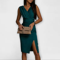 Giada™ - Kleid mit V-Ausschnitt und Schlitzen in Grün