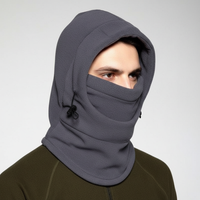 Dreifachfunktion Haube mit Gesichtsmaske und Kordelzug in Grau