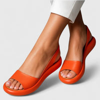 Damen Sandalen Keilabsatz Kunstleder in Orange