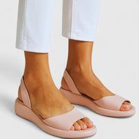 Damen Sandalen Keilabsatz Kunstleder in Rosa