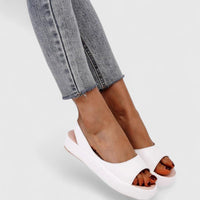 Damen Sandalen Keilabsatz Kunstleder in Weiß