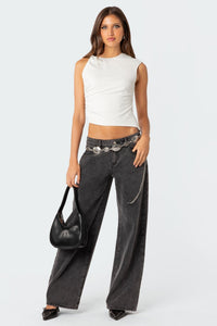 Paula | Moderne Damen-Low-Jeans im Retrostil in Schwarz
