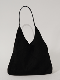 Elegante Damen-Ledertasche, vielseitiges Wildleder in Schwarz