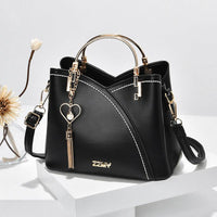 Elegante Damen-Schultertasche aus stilvollem Leder in Schwarz
