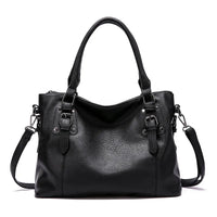 Elegante Damen-Schultertasche aus strapazierfähigem Echtleder in Schwarz