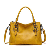 Elegante Damen-Schultertasche aus strapazierfähigem Echtleder in Gelb