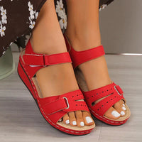 Elegante Damensandalen für den Sommer – Bequeme orthopädische Sandalen mit verstellbarer Passform in Rot