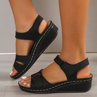 Elegante Damensandalen für den Sommer – Bequeme orthopädische Sandalen mit verstellbarer Passform in Schwarz