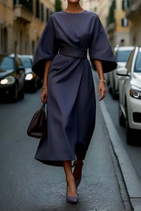 Elegantes Kleid mit Laternenärmeln für Frauen - Zeitlose Eleganz für jeden Anlass in Blau