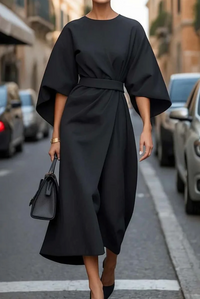 Elegantes Kleid mit Laternenärmeln für Frauen - Zeitlose Eleganz für jeden Anlass in Schwarz