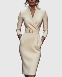 Elegantes Midikleid mit Wickelausschnitt für Damen - Vielseitig und Stilvoll in Aprikose