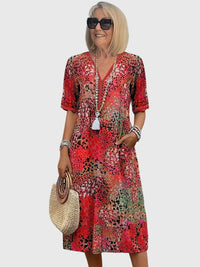 Elegantes florales Midikleid für Frauen - Perfekt für Sommeranlässe in Scharlachrot