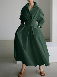 Elegantes langes Kleid für Damen – zeitlos und vielseitig in Armeegrün