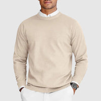 Leon | Ferran Herren Crew Pullover aus Kaschmir in Beige