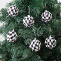 FestiGlobes | Mini-LED-Weihnachtskugeln für den Heimgebrauch in Weiß kariert