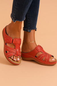 Flip Flops Damen – Bequeme Riemchen-Sandalen Für Damen, Ideal Für Sommerliche Ausflüge in Rot