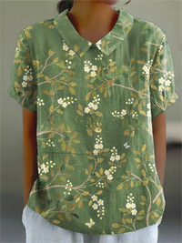 Hannah | Damen Blumenmuster Durchgeknöpftes Hemd – Blumenhemd Damen Sommer 2026 in Grün