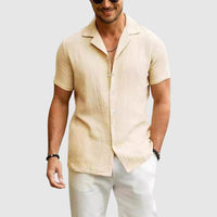 Slobodan | Herren Kurzarm Leinenhemd in Beige