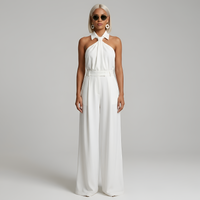 Ava | Neckholder Kragen Jumpsuit in Weiß