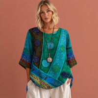 Oversized Sommertop mit buntem Druck für Damen | Noëlle in Grün