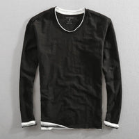 Bastian | Langarm V-Ausschnitt T-Shirt in Schwarz