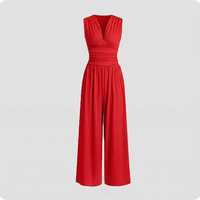 Zoey | Ärmellos Weites Bein Jumpsuit in Rose Rot