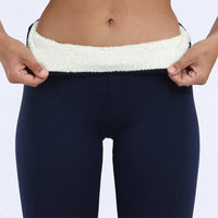 Warme Winterleggings mit Lammfell für Damen in Blau