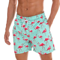 Drew | Signature sommerliche Badehosen – Sieh gut aus, fühl dich großartig in Grüner Flamingo