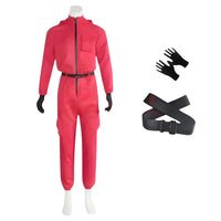 Roter Overall mit Maske Unisex Halloween Cosplay Kostüm in Rosenrot