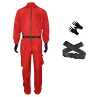 Roter Overall mit Maske Unisex Halloween Cosplay Kostüm in Rot