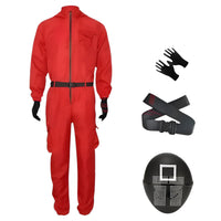 Roter Overall mit Maske Unisex Halloween Cosplay Kostüm in Rot C