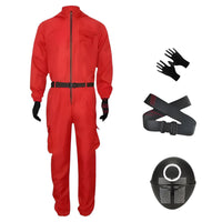 Roter Overall mit Maske Unisex Halloween Cosplay Kostüm in Rot A