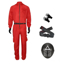 Roter Overall mit Maske Unisex Halloween Cosplay Kostüm in Rot B