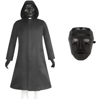 Roter Overall mit Maske Unisex Halloween Cosplay Kostüm in Schwarze Mantelmaske