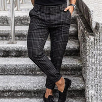 Rafael | Herren Karierte Chino Hosen | Schmal Geschnitten in Schwarz