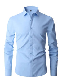 Herren Sommer Slim Fit Knopfleiste Hemd in Hellblau